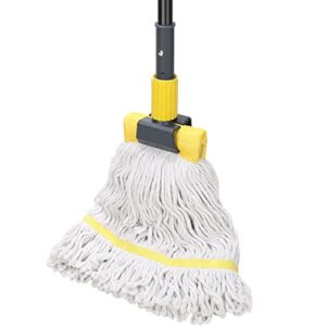 commercial mop heavy duty industrial mop with long handle,60" looped-end string wet cotton mops for floor cleaning,home,kitchen,office,garage and concrete/tile floor
