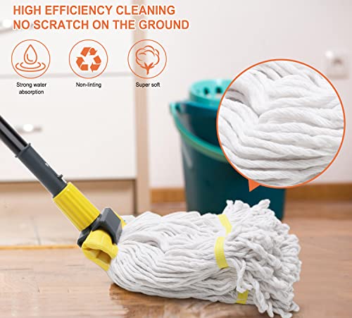 Commercial Mop Heavy Duty Industrial Mop with Long Handle,60" Looped-End String Wet Cotton Mops for Floor Cleaning,Home,Kitchen,Office,Garage and Concrete/Tile Floor