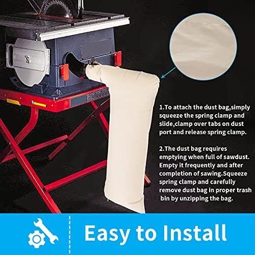 (Pack of 2) Table Saw Dust Collector Bag Fits Bosch/Dewalt/Makita/Ryobi/Craftsman/Porter Cable/RIGID/Metabo/Kobalt/Skilsaw/Delta/ (10" Tablesaws with 2.5" Dust Port)