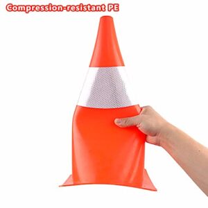 15 inch Traffic Safety Cones with Reflective Collars,[4 Pack]Orange Construction Cones| Parking Cones| Soccer Training Cones |Road Cones for Parking lot, Driveway, Sport and Driving Training.