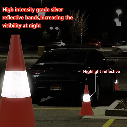 15 inch Traffic Safety Cones with Reflective Collars,[4 Pack]Orange Construction Cones| Parking Cones| Soccer Training Cones |Road Cones for Parking lot, Driveway, Sport and Driving Training.