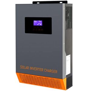 powmr solar inverter 5500w 48v to 230vac,off-grid hybrid power inverter built-in 110a mppt controller, max.pv input 6000w, 500v and fit for lead-acid, lithium and no battery