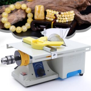 Gem Jewelry Rock Polishing Buffer Machine, 750W 110V Lathe Table Saw Polisher Cutting Machine Mini Table Rock Saw