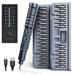 pkey cordless electric screwdriver set, mini electric screwdriver, 28 magnetic bits, 3 gears torque, two batteries，rechargeable portable repair tool kit for electronics laptops clocks glasses camera