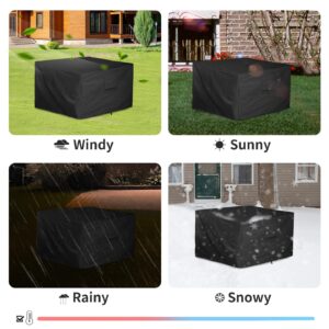 ALSTER Fire Pit Cover, Fits for 30-32 inch, Heavy duty and Waterproof Windproof Covers, 32" L x 32" W x 24" H, Black