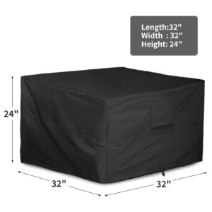 ALSTER Fire Pit Cover, Fits for 30-32 inch, Heavy duty and Waterproof Windproof Covers, 32" L x 32" W x 24" H, Black