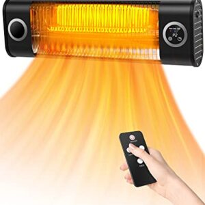 Infrared Patio Heater, Fast Garage Heating Electric Patio Heater with 2 Heating Modes for Indoor & Outdoor, 1500W Wall-Mounted Heater with Remote Control for Home, Balcony, Garage, Basement, Backyard