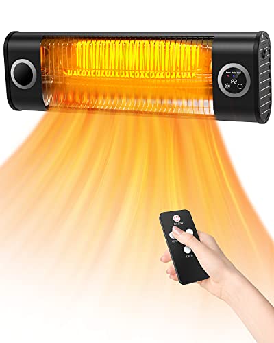 Infrared Patio Heater, Fast Garage Heating Electric Patio Heater with 2 Heating Modes for Indoor & Outdoor, 1500W Wall-Mounted Heater with Remote Control for Home, Balcony, Garage, Basement, Backyard