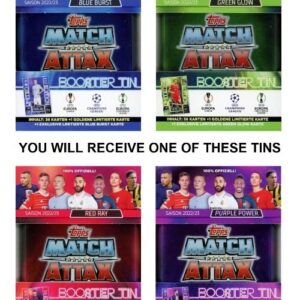 2022/23 Topps Match Attax Champions League Soccer EXCLUSIVE Collectors Booster TIN with 38 Cards Including (2) LIMITED EDITION Cards! Look for Haaland, Ronaldo, Messi, Mbappe, Pedri & More! WOWZZER