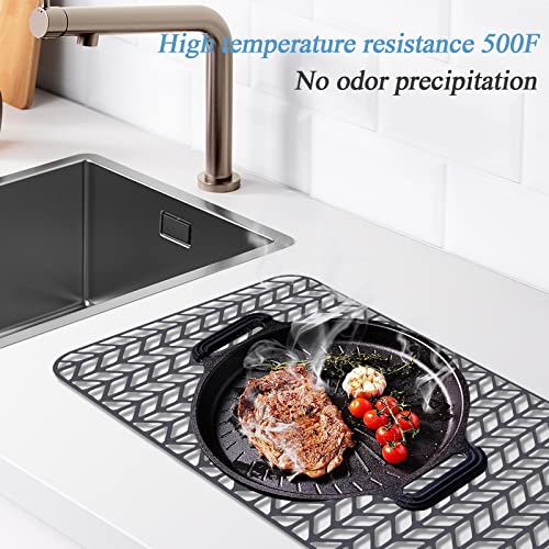 Kitchen-Sink-Protector - Guokller Silicone Sink-Protectors for Rear Drain Kitchen-Sink, Grid Accessory, Kitchen-Sink-Mats for Bottom of Farmhouse Stainless Steel Kitchen-Sink (26'' x 14'' (Center), 1)