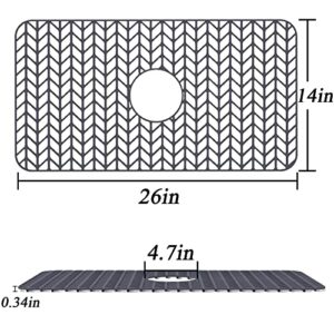 Kitchen-Sink-Protector - Guokller Silicone Sink-Protectors for Rear Drain Kitchen-Sink, Grid Accessory, Kitchen-Sink-Mats for Bottom of Farmhouse Stainless Steel Kitchen-Sink (26'' x 14'' (Center), 1)