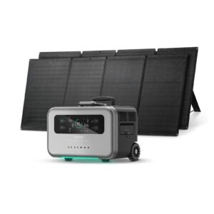 zendure portable power station, 1440wh superbase pro 1500 with 2x 200w solar panel, solar generator w/ 6 x 2000w ac outlets, high conversion efficiency waterproof ip67 solar panel ourdoors home