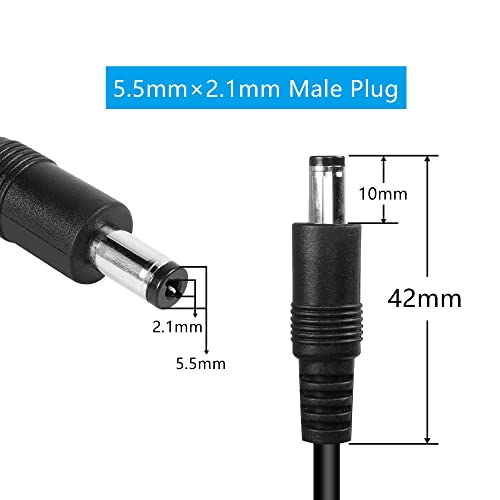 PNGKNYOCN 5.5mm x 2.1mm DC Y Splitter Male Power Plug Cable for Solar Panel RV Portable Power Station Solar Generator 18 AWG Wire 1ft/0.3m (Male)