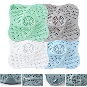 Reusable Drain Hair Catcher Cover w/Suction Cups Durable Silicone Shower Drain Hair Filter Floor Drain Hair Trap Drain Strainers Easy Install Clean for Kitchen Shower Batchroom Tub Sink Floor