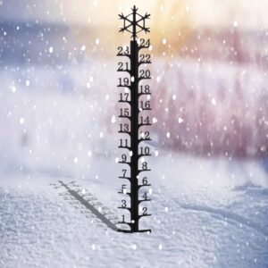 jmbay snow gauge outdoor, 24 inch snowfall measuring gauge, winter snowflake metal ruler, handmade metal snow measuring stick snow gauges for yard, christmas rain gauge outdoor decoration gift