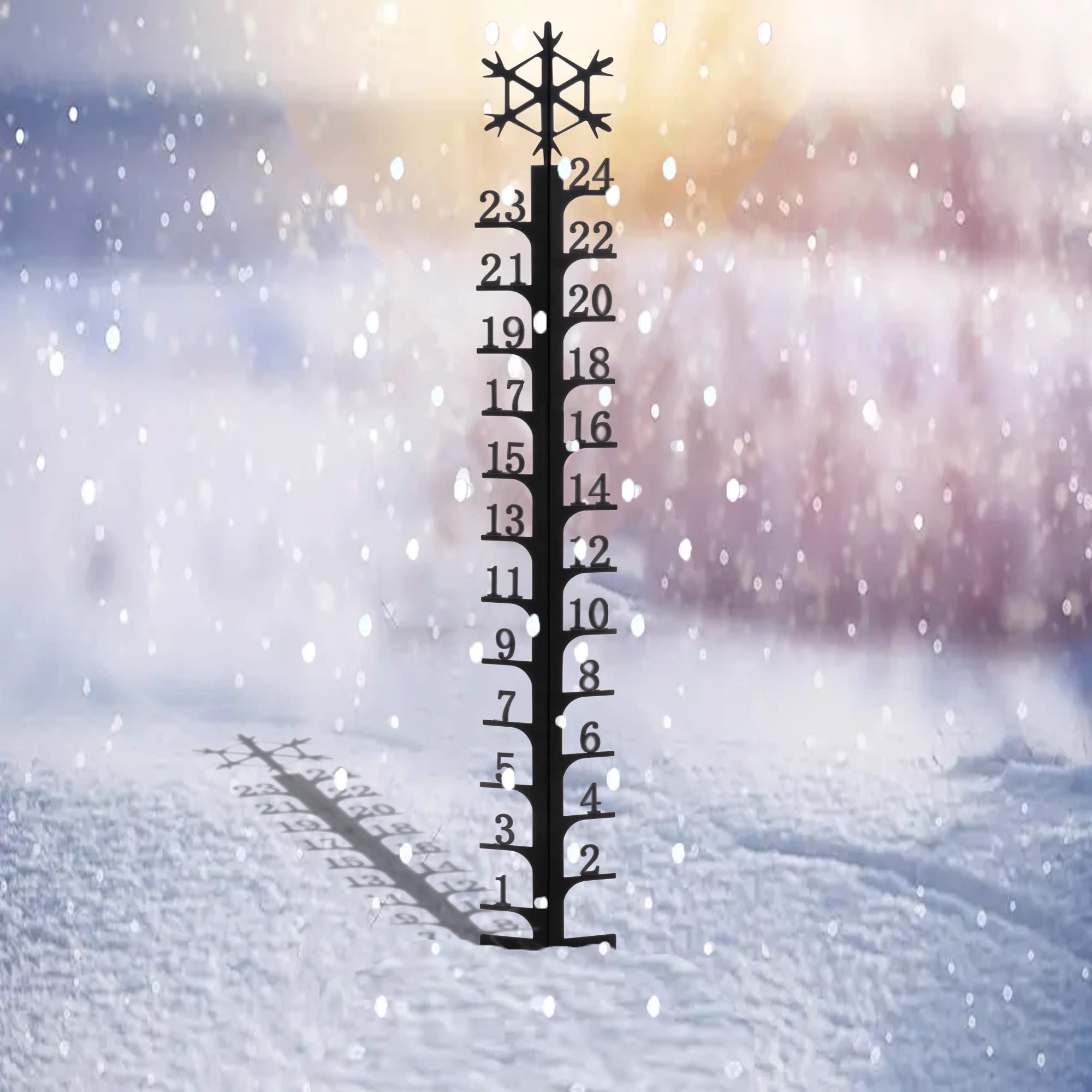 JMBay Snow Gauge Outdoor, 24 Inch Snowfall Measuring Gauge, Winter Snowflake Metal Ruler, Handmade Metal Snow Measuring Stick Snow Gauges for Yard, Christmas Rain Gauge Outdoor Decoration Gift