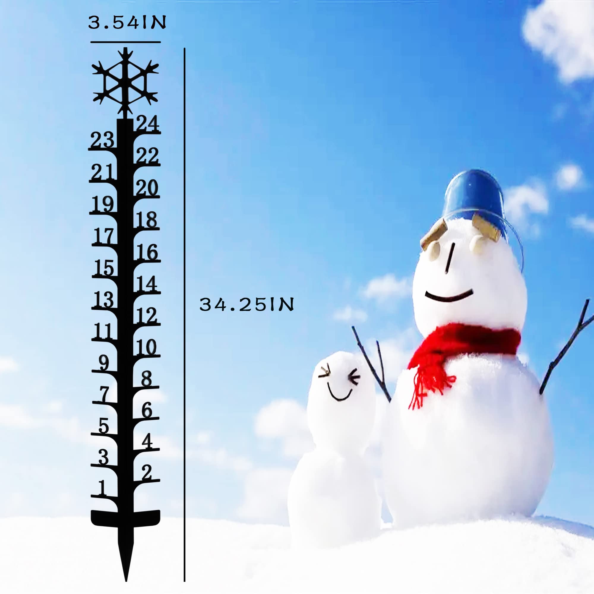 JMBay Snow Gauge Outdoor, 24 Inch Snowfall Measuring Gauge, Winter Snowflake Metal Ruler, Handmade Metal Snow Measuring Stick Snow Gauges for Yard, Christmas Rain Gauge Outdoor Decoration Gift