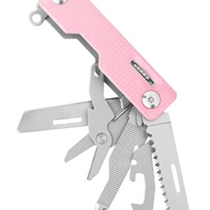 FantastiCAR 9 in 1 Multi-tool, EDC Folding Pocket Knife with Saw for Daily Needs, Outdoor Activities, Christmas Gifts (Pink)