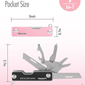 FantastiCAR 9 in 1 Multi-tool, EDC Folding Pocket Knife with Saw for Daily Needs, Outdoor Activities, Christmas Gifts (Pink)