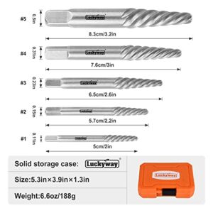 Luckyway 5-Piece Damaged Screw Extractor Set Damaged & Stripped Screw Extractor Remover Tool, Easy Out Bolt Extractor Set for Removing Stripped Screws and Broken Bolts