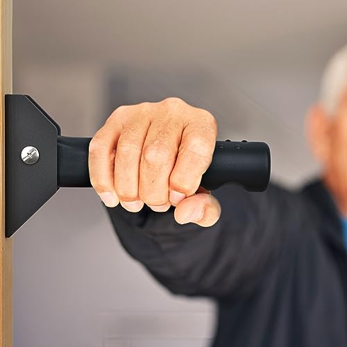 Healvaluefit Flip up Grab Bar for Elderly, Folding Doorway Assist Handle, Grip Bars for Doorframe Stairs Steps, Great Mobility Aids for Elderly Seniors and Alzheimer (Black)