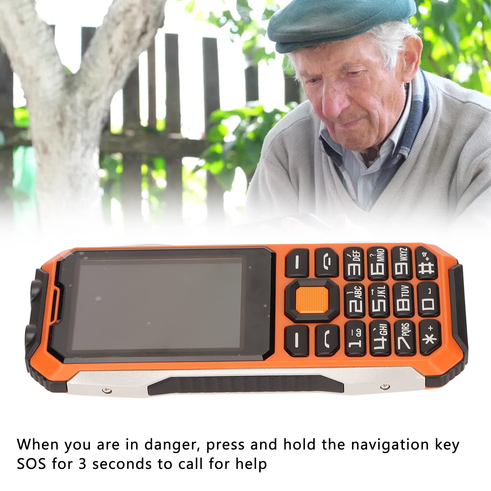 ASHATA Unlocked Big Button Senior Cell Phone, Easy to Use 2G Multifunction Dual SIM Loud Volume Basic Phone with SOS Button for Elderly, 6800mAh Battery, Supports 13 Languages(Orange)