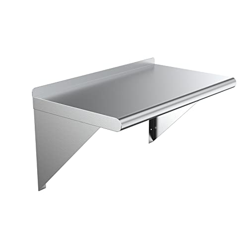 Express KitchQuip NSF Certified 18 Gauge Heavy Duty Stainless Steel Wall Shelf with Brackets for Kitchens, Utility Rooms, Storage, Offices & Home