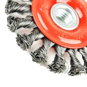Aain 10 PCS - 4 Inch Twist Knotted Wire Wheel Brush for Grinders and Angle Grinder - 5/8 Inch-11 Threaded Arbor - 0.020 Inch Carbon Steel Wire,4" x 5/8-Inch | 11 UNC (AQ19A10)