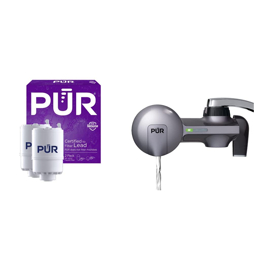 PUR Faucet Mount Water Filtration System Bundle with Replacement Filters (2-Pack)