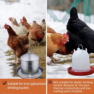 Chicken Waterer Heater for Winter, 18W Poultry Founts De-icer Heated Base with 5.6ft Power Cord for Chicken Coop 1-3 Gallons Metal Water Stock Tank, 2 Pcs