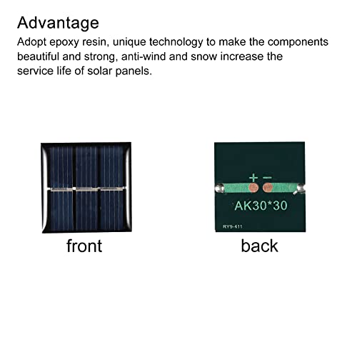 MECCANIXITY Mini Solar Panel Cell 1.5V 60mA 0.09W 30mm x 30mm for DIY Electric Power Project Pack of 10