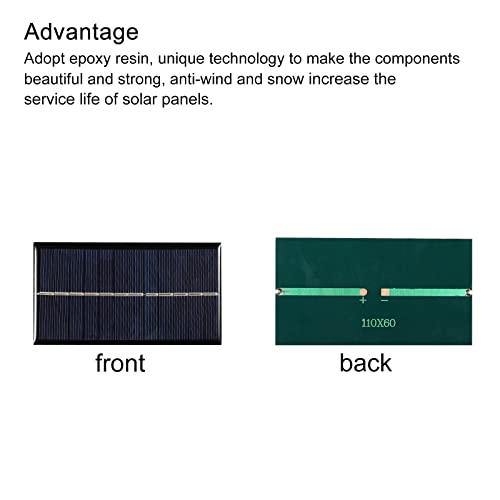 MECCANIXITY Mini Solar Panel Cell 6V 160mA 0.96W 110mm x 60mm for DIY Electric Power Project Pack of 2