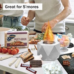 Atigrado Concrete Tabletop Fire Pit Bowl with Roasting Sticks - Mini Fireplace Indoor / Outdoor, Portable Table Top Smores Maker Firepit & Home Decor for Patio Bonfire, Campfire, Party, Birthday Gifts