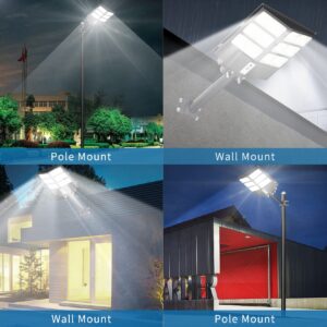 JAYNLT 800W Solar Street Light, 80000LM Dusk to Dawn Solar Parking Lot Lights IP67 Waterproof, 6500K Led Solar Security Light Outdoor with Motion Sensor and Remote Control for Yard, Garage, Road