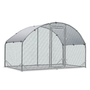 tolead large metal chicken coop upgrade tri-supporting wire mesh chicken run,chicken pen with water-resident and anti-uv cover,duck rabbit house outdoor(9’ w x 6.6’ l x 6.5’ h)