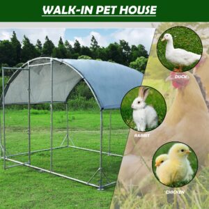 TOLEAD Large Metal Chicken Coop Upgrade Tri-Supporting Wire Mesh Chicken Run,Chicken Pen with Water-Resident and Anti-UV Cover,Duck Rabbit House Outdoor(9’ W x 6.6’ L x 6.5’ H)