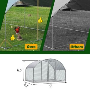 TOLEAD Large Metal Chicken Coop Upgrade Tri-Supporting Wire Mesh Chicken Run,Chicken Pen with Water-Resident and Anti-UV Cover,Duck Rabbit House Outdoor(9’ W x 6.6’ L x 6.5’ H)