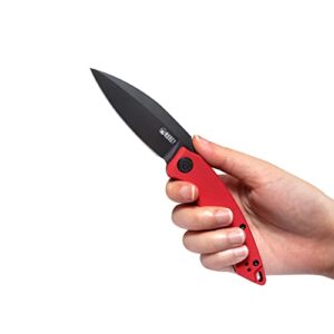 KUBEY Leaf KU333B Pocket Knife for EDC, Small Folding Knife with 2.99 Inch Blade G10 Handle, Reversible Deep Carry Pocket Clip for Camping Hunting Hiking