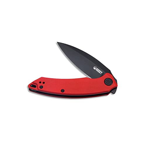 KUBEY Leaf KU333B Pocket Knife for EDC, Small Folding Knife with 2.99 Inch Blade G10 Handle, Reversible Deep Carry Pocket Clip for Camping Hunting Hiking