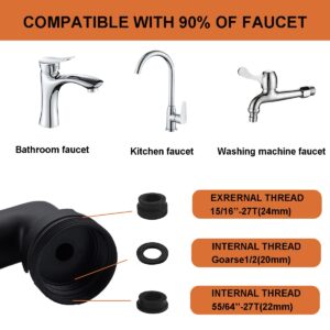 1440° Rotating Faucet Extender, 1080°+360° Large-Angle Splash Filter Faucet Extension, with 2 Water Outlet Modes, Universal Brass Swivel Robotic Arm Faucet Aerator for Kitchen and Bathroom Sink, Black