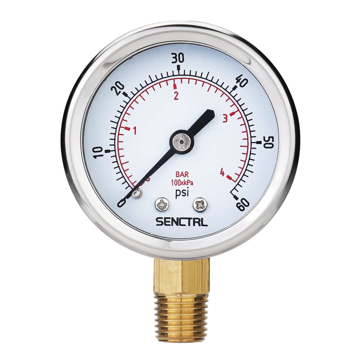 SENCTRL 0-60 Psi Pressure Gauge, 2" Dial, 1/4 Npt Lower Mount, Waterproof, Stainless Steel Case, for Swimming Pool Filter Pump Spa Water Air MTB Tire Pressure Test