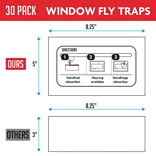 Window Fly Traps Indoor Clear (30 Pack) - Fly Window Traps for Indoors Sticky, Indoor Fly Trap Non-Toxic Fly Strips for Windows - Fly Sticky Traps Indoor Fly Paper Indoor Bug Sticky Traps (8.25" x 5")