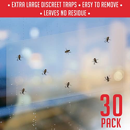 Window Fly Traps Indoor Clear (30 Pack) - Fly Window Traps for Indoors Sticky, Indoor Fly Trap Non-Toxic Fly Strips for Windows - Fly Sticky Traps Indoor Fly Paper Indoor Bug Sticky Traps (8.25" x 5")