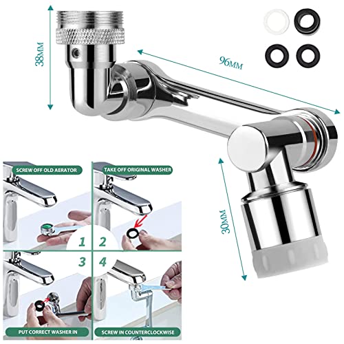 Faucet Extender,1080 Degree Rotating Faucet Extender Large Angle Rotating Robot Arm Nozzle Faucet Adapter, Faucet Aerator, ink Faucet Extender For Gargle and Eyewash