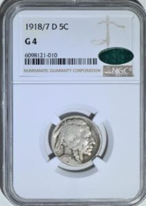 1918 d buffalo 1918/7 nickel g-4 ngc/cac