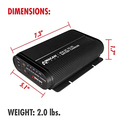 Wagan EL7411 12V 40A DC to DC Battery Charger with Solar Input MPPT Controller for SLA, Flooded, Gel, AGM, Calcium and Lithium, Using Multi-Stage Charging in RVs, Vehicles, Boats and Yachts