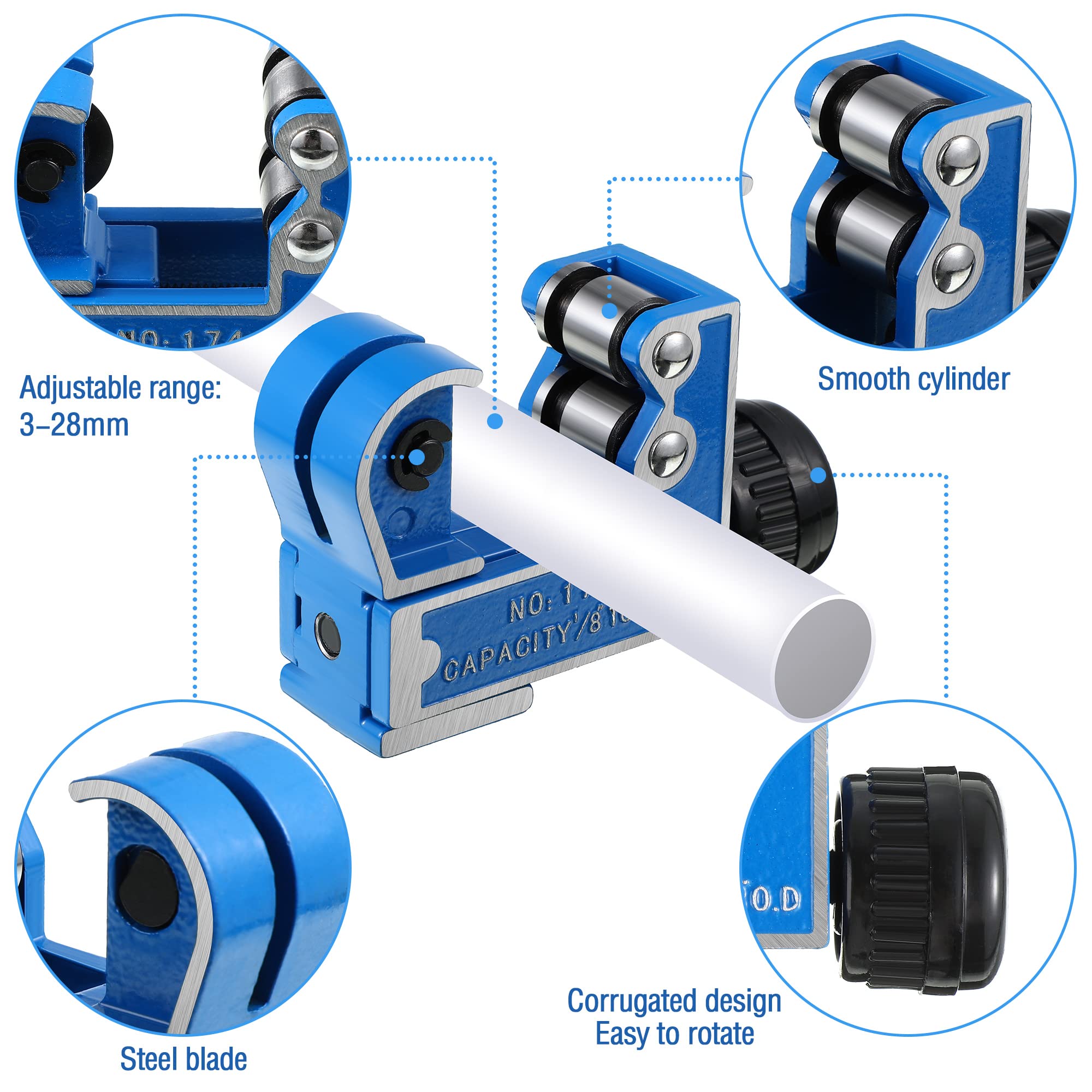 2 Pcs Mini Steel Tube Cutter Tool, Mini Tubing Cutter Pipe Cutter Tube Cutter Tool of Diameter from 1/8 to 1-1/8 Inch (3-28 Mm), Tube Pipe Cutter for Copper Brass Aluminum, Thin Stainless Steel Tube