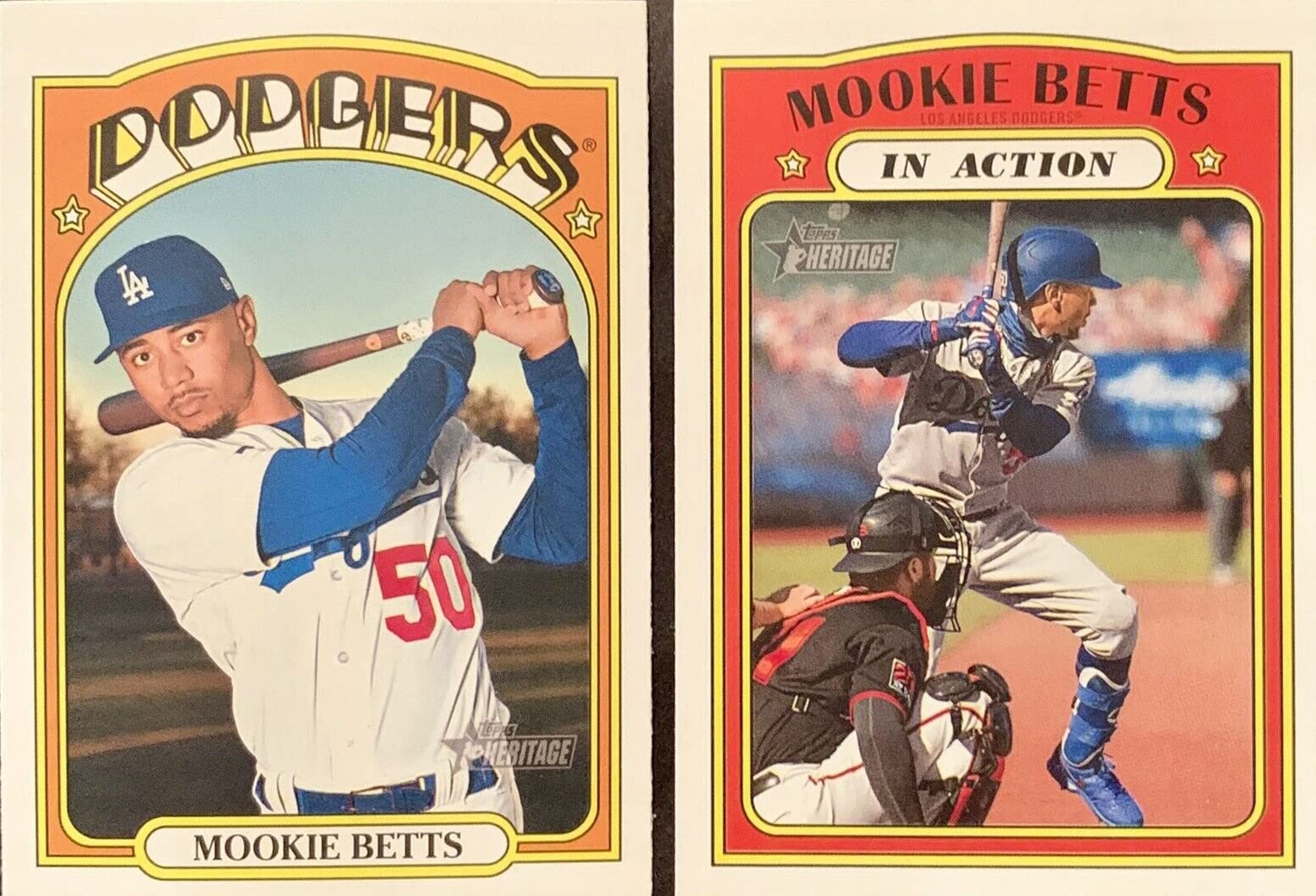 Los Angeles Dodgers 2021 Topps Heritage Series Complete Mint Hand Collated 30 Card Team Set Featuring Mookie Betts and Clayton Kershaw Plus and World Series and Others