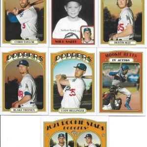 Los Angeles Dodgers 2021 Topps Heritage Series Complete Mint Hand Collated 30 Card Team Set Featuring Mookie Betts and Clayton Kershaw Plus and World Series and Others