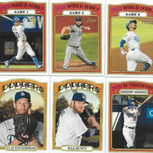 Los Angeles Dodgers 2021 Topps Heritage Series Complete Mint Hand Collated 30 Card Team Set Featuring Mookie Betts and Clayton Kershaw Plus and World Series and Others